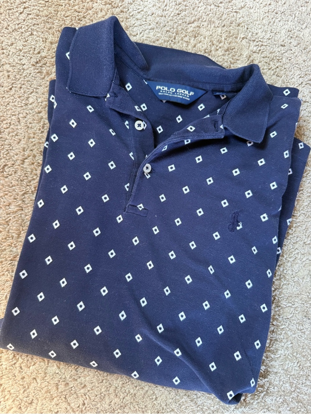Polo Golf Ralph Lauren Pima Cotton Diamond Polo – Navy/White XL